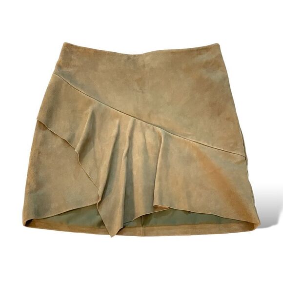 BA&SH Goat Leather Olive Green Mini Skirt |Size: S| - Picture 7 of 7